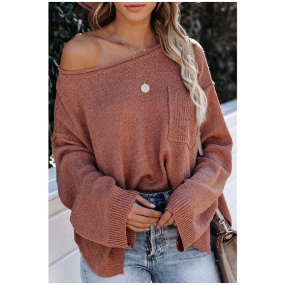 Sweaters - Soft Knit Sweater Top in Salmon